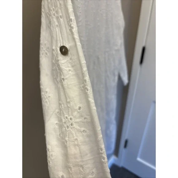 Laura Bianchi Italy Eyelet Midi Dress White Cotton Tiered Cottagecore Lined Sz S - Picture 15 of 16